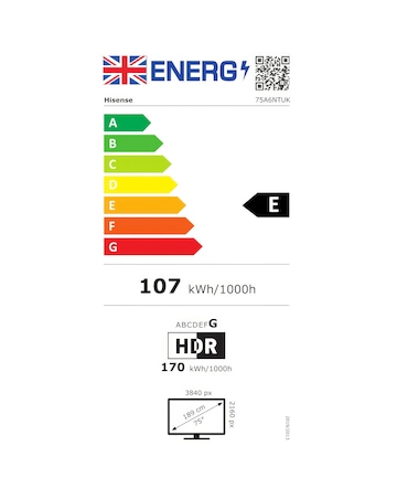 Hisense 75in 75A6NTUK Smart 4K UHD HDR LED TV with Amazon Alexa