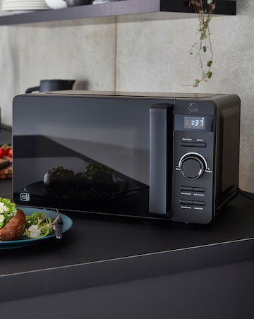 Swan SM22037LBLKN 20Litre Stealth Black Digital Microwave