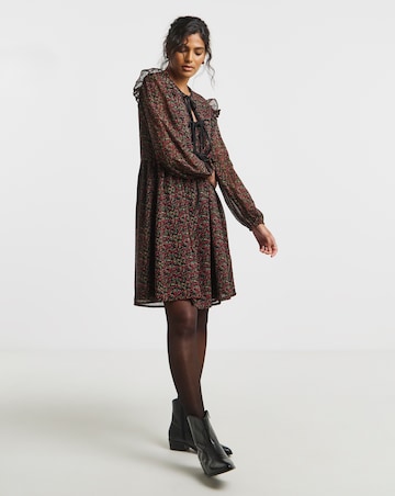 Ditsy Print Bow Detail Skater Dress