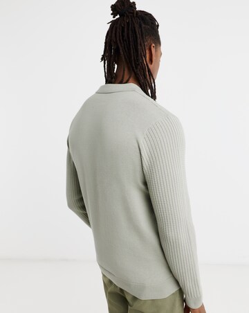 Textured Long Sleeve Knitted Polo