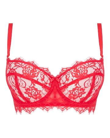 Figleaves Pulse Lace Underwired Balcony Bra B-G - Red