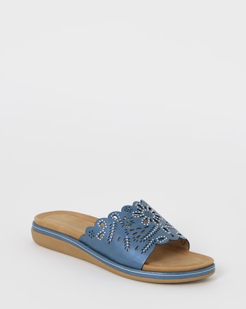 Cushion Walk Navy Floral Slide Sandals - Extra Wide Fit (EEE)