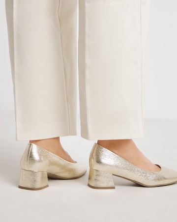 Heavenly Soles Catherine Low Block Heel Court Shoes - Wide Fit (E)