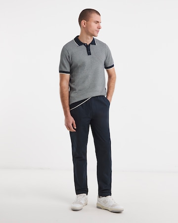 Geo Patterned Short Sleeve Knitted Polo