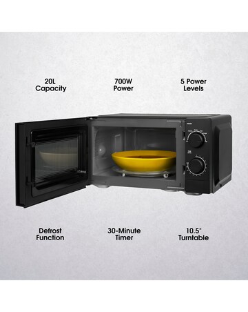 Abode 20 Litre Black Manual Microwave