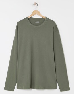 Relaxed Fit Interlock T-Shirt- Khaki