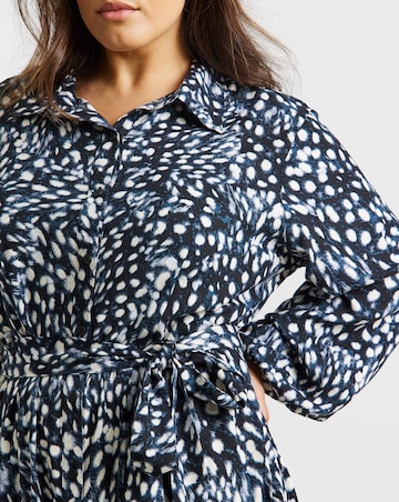 Animal Print Tie Waist Viscose Shirt Dress