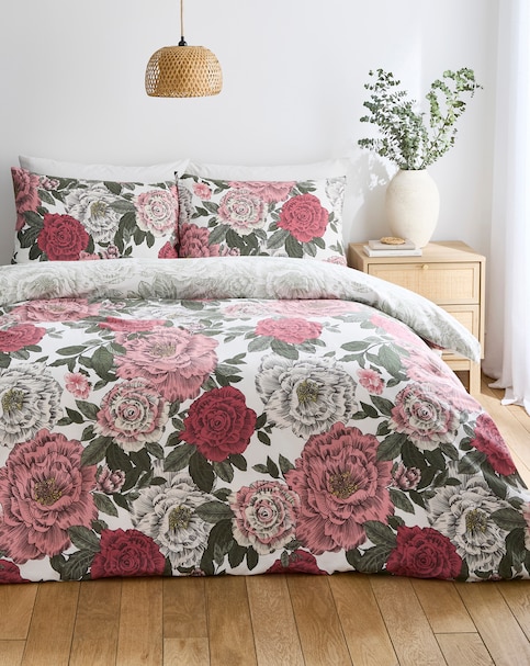 Florence Floral Cotton Blend Reversible Duvet Cover Set