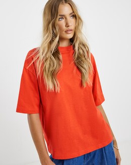 Red High Neck T-Shirt