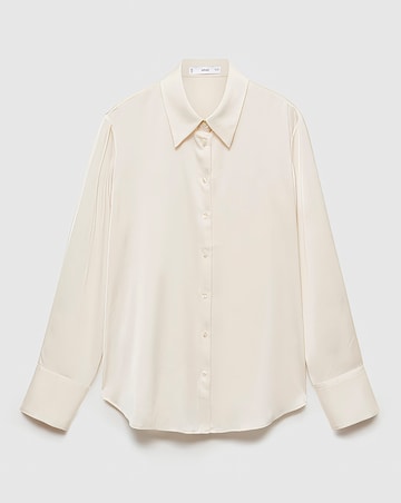 Mango Ideale Satin Cream Shirt
