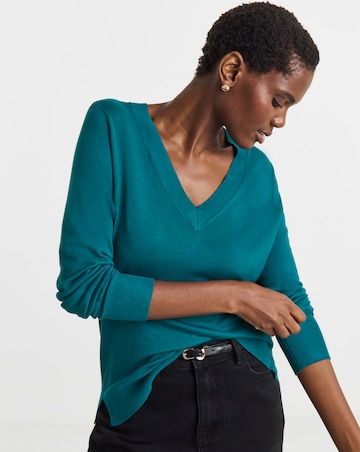 Teal V Neck Jumper