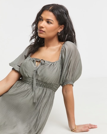 Simply Be Sage Shirred Milkmaid Midi Dress