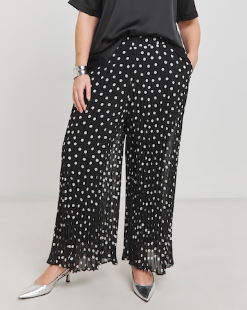 Polka Dot Pleated Wide Leg Trousers