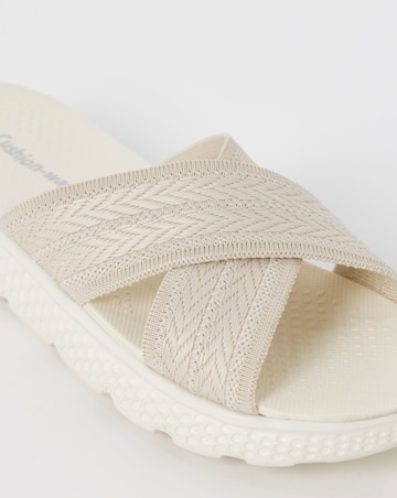 Cushion Walk Beige Crossover Mules - Extra Wide Fit (EEE)