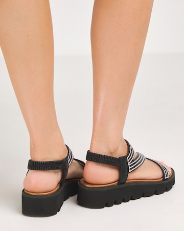 Heavenly Feet Fresco Strappy Glitter Sandals Wide Fit