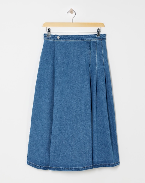 Denim Blue Full Pleat Skirt