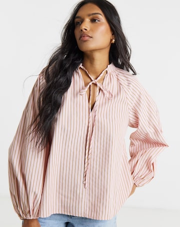 Long Sleeved Stripe Poplin Blouse