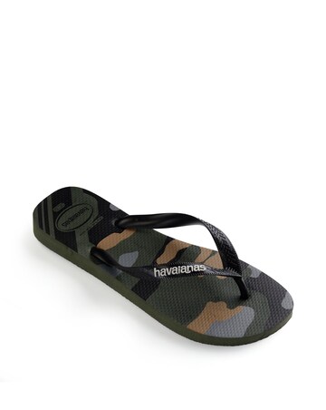 Havaianas Camo Logo Flip Flops - Green Multi