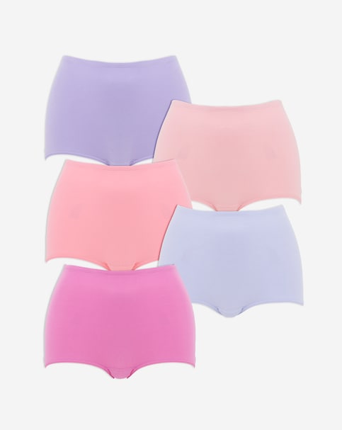 Pretty Secrets (5 Pack) Cotton Comfort Short Knickers Pink Multi