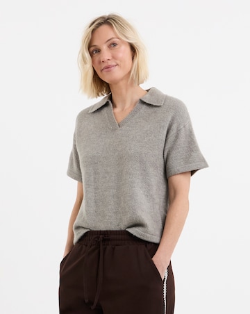 Grey Short Sleeve Polo Jumper