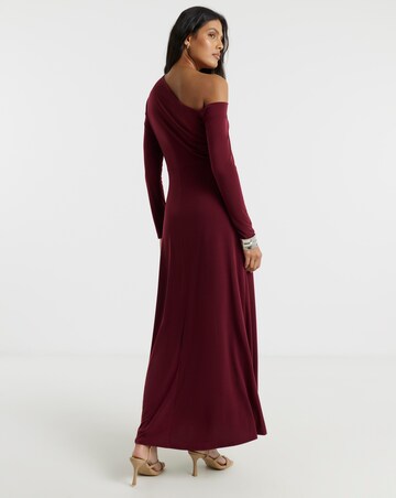 Flounce London Jersey Asymetric Ruched Midaxi Dress