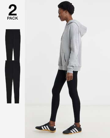 2 Pack Black Jersey High Waisted Leggings