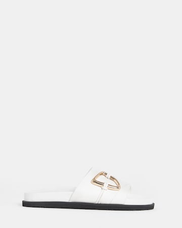 Utica Oversized Trim Leather Mule Sandals - Extra Wide Fit (EEE)