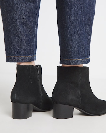Chiba Suede Low Block Heel Ankle Boot - Wide Fit (E)