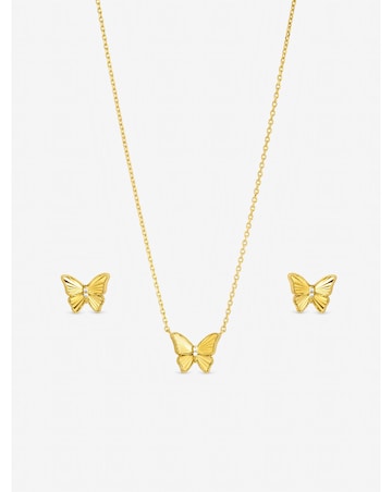 Jon Richard Gold Plated Diamond Cut Butterfly Set - Gift Box