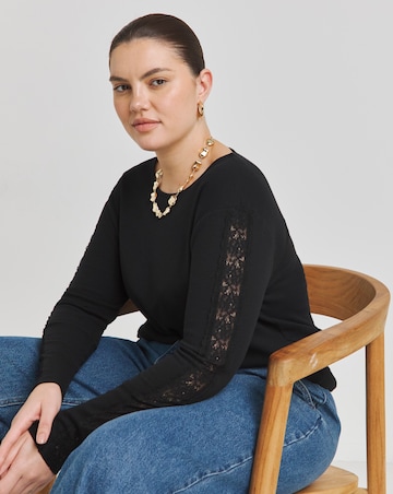 Black Lace Sleeve Top