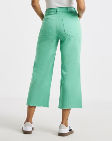 Simply Be Bright Green Cropped Raw Hem Wide Leg Jean