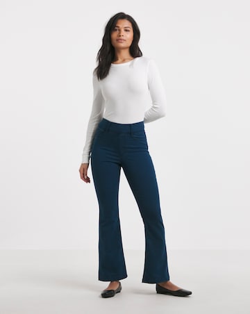 Dark Blue Flared Pull On Jegging