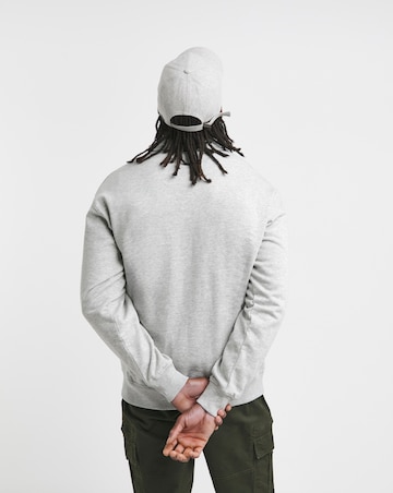 1/4 Zip Relaxed Fit Polo Sweatshirt- Grey Marl