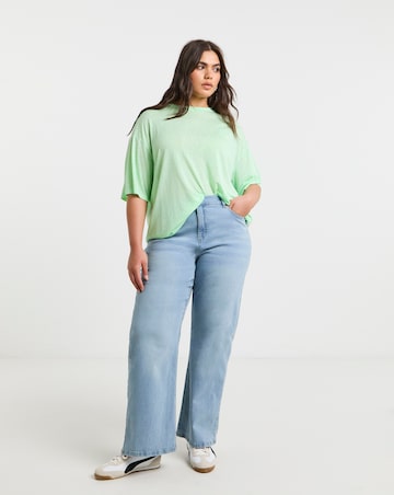 Green Slub Texture Slouchy T-Shirt
