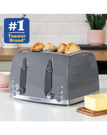 Russell Hobbs 26073 Textured Honeycomb Grey 4 Slice Toaster