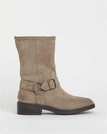 Orlando Suede Harness Buckle Ankle Biker Boots - Extra Wide Fit (EEE)