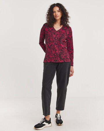 V Neck Long Sleeve Printed Top