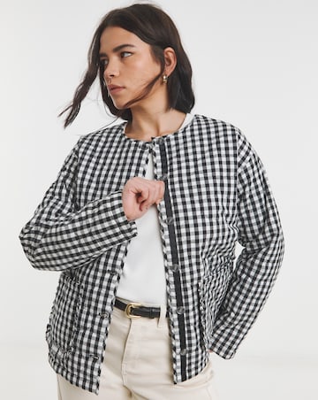 Simply Be Black Quilted Gingham Jacket