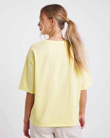 Simply Be Light Yellow Glitter St Tropez Graphic T-Shirt