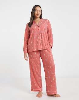 Pretty Lounge Vintage Christmas Print Revere Pyjama Set