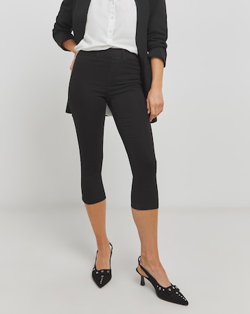 Amber Black Pull On Crop Jeggings