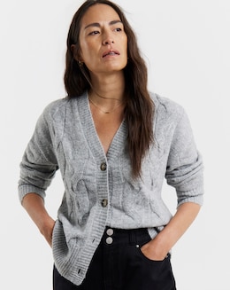 Cosy Yarn Grey Marl Cable Cardigan