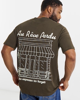 Jack &amp; Jones Cafe Back Graphic T-Shirt - Brown