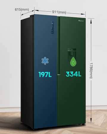 Fridgemaster MS91558DEB Non-Plumbed Total No Frost American Fridge Freezer Black