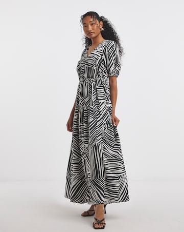 Flounce London Black Crepe Printed Maxi Dress