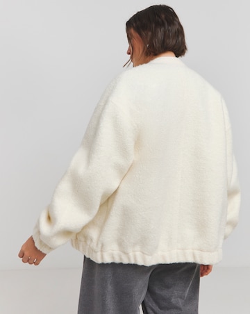 Cream Brushed Faux Wool Bomber