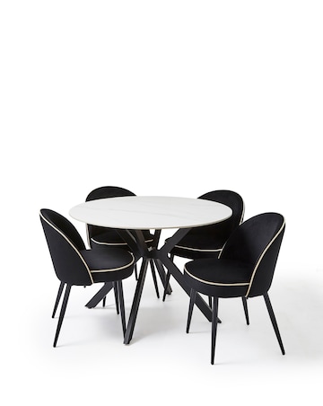 Brock Round Dining Table with 4 Camille Chairs