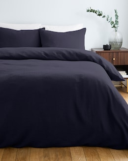 Cotton Crinkle Muslin Duvet Set - Midnight
