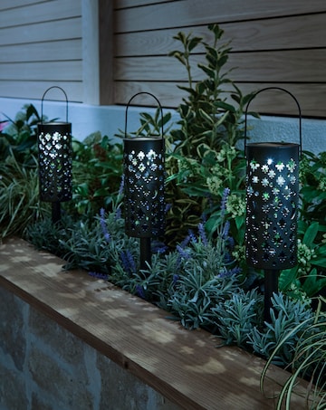 Solar Cut Out Lantern Stake Light Set of 4