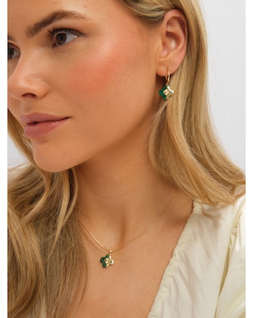Inicio Gold Plated and Malachite Clover Set - Gift Box
